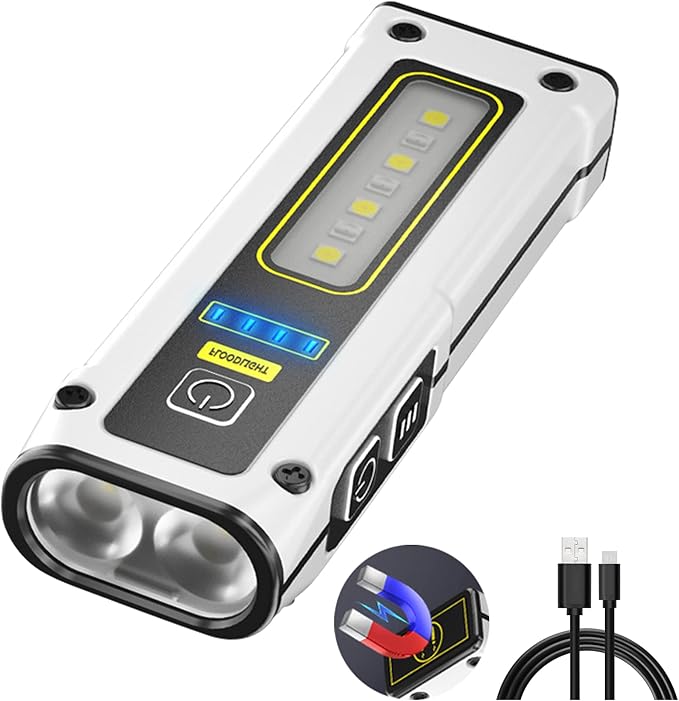 FZH Small Rechargeable Flashlights Powerful - Real 250 Lumens 800mAh Mini Flashlights with 7 Light Modes, TYPE-C Fast Charging with Power Bank Function, Flashlights for Emergencies, Camping, Hiking