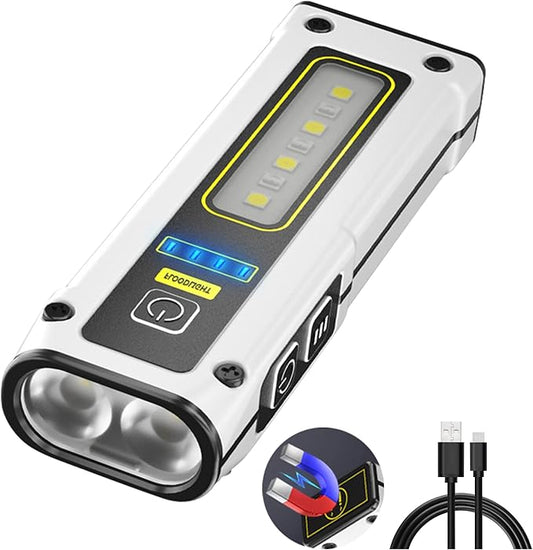 FZH Small Rechargeable Flashlights Powerful - Real 250 Lumens 800mAh Mini Flashlights with 7 Light Modes, TYPE-C Fast Charging with Power Bank Function, Flashlights for Emergencies, Camping, Hiking