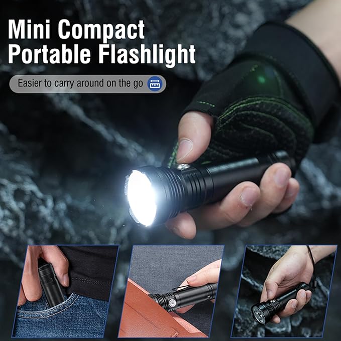 ULTRAFIRE ET28S 5 Color Tactical Multicolor Mini Flashlight Rechargeable White Blue Green Red UV 365nm 5 Light RGB LED Torch for Night Hunting Light, Fishing, Camping Hiking