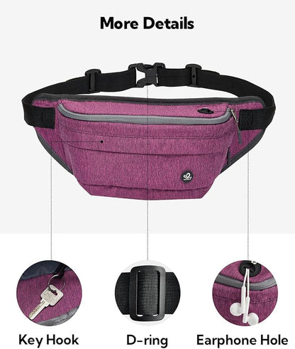 WATERFLY Fanny Pack for Men Women Water Resistant Large Hiking Waist Bag Pack Carrying All Phones for Running Walking Traveling