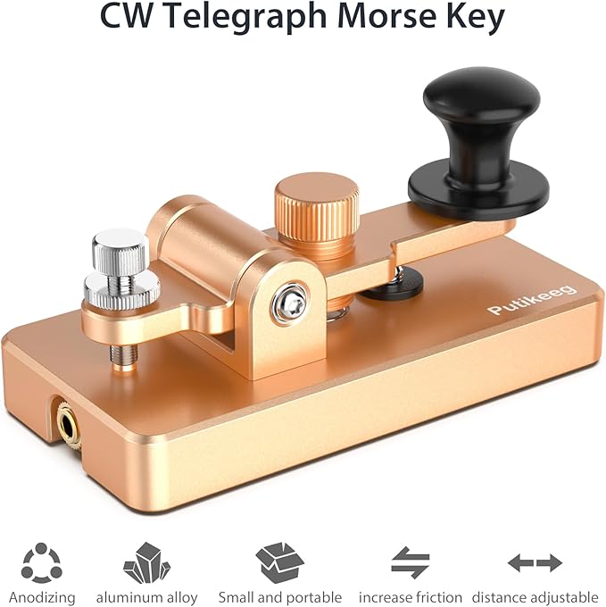 Classical Morse Mini Code Key Morse Code Paddle Key Aluminum Alloy Mini-Key Morse CW Portable Key Morse Practice Key Gold
