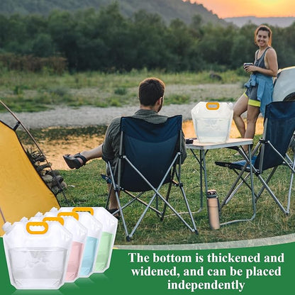 36 Pcs 1.3 Gallon Collapsible Water Storage Bag Emergency Jug Container Water Bladder Clear Plastic Storage Pouch for Outdoor Sport Camping Hiking Backpack No leak, Freezable, Odorless, Flat Folding