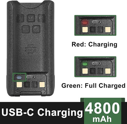 BAOFENG UV-9G Battery USB-C Charger Enlarge 4800mAh Capacity Thicken BL-9 Li-ion Battery for UV-9R Plus GMRS-9R Accessories BF-T57 Walkie Talkie Battery for Adult