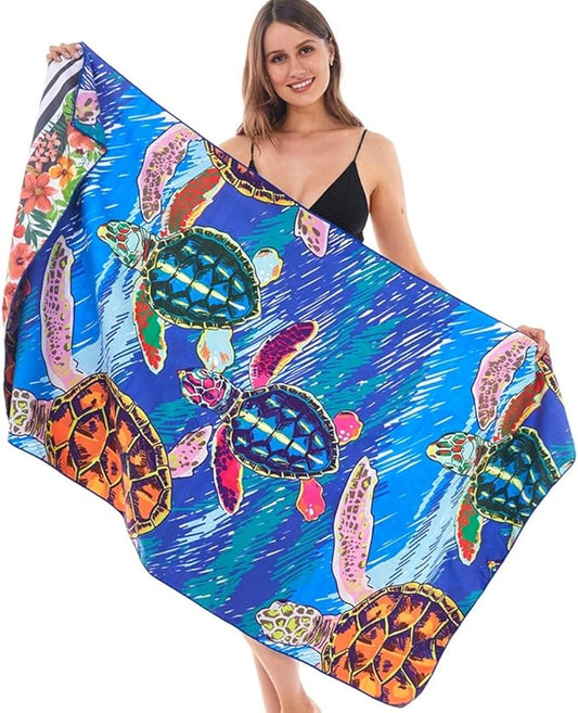 HAOKUN Microfiber Sand Free Beach Towel Blanket-Quick Fast Dry Super Absorbent Lightweight Thin Towel for Travel Pool Swimming Bath Camping Yoga Gym Sports Idea … (Turtle)
