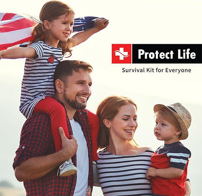 Protect Life Survival First Aid Kit for Home/Business, Camping Survival Kits | Mini Travel First Aid Kit | Camping Equipment | Small Kits for Car | Outdoor Emergency Survivals Pack