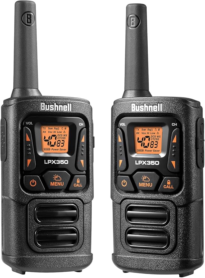 New Bushnell LPX350 Walkie Talkie Radio - Reliable Quality, Rugged Design, 1W Power for 25 Miles of Range, Two Way Radios Equipped for Wherever Life Takes You (2 Pack)