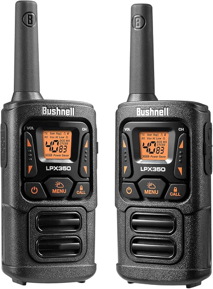New Bushnell LPX350 Walkie Talkie Radio - Reliable Quality, Rugged Design, 1W Power for 25 Miles of Range, Two Way Radios Equipped for Wherever Life Takes You (2 Pack)