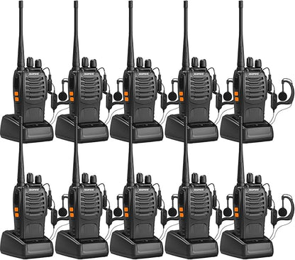 BAOFENG Walkie Talkies BF-888S Two Way Radio Long Range Rechargeable,Portable Radios,Handheld Walkie Talkie for Adults with Flashlight Li-ion Battery and Charger（10 Pack）