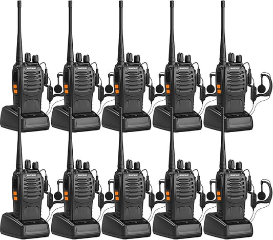 BAOFENG Walkie Talkies BF-888S Two Way Radio Long Range Rechargeable,Portable Radios,Handheld Walkie Talkie for Adults with Flashlight Li-ion Battery and Charger（10 Pack）