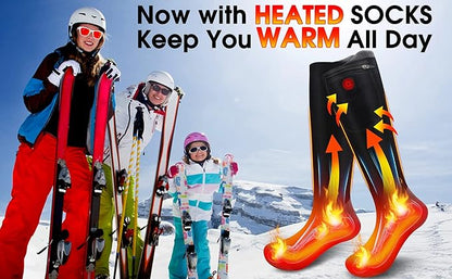 7.4V Heated Socks,Rechargeable Electric Heated Socks Camping Foot Warmer Winter Warm Socks for Men Women-Battery Heat Thick Cotton Thermal Hot Heat Sock for Outdoor Cycling Skiing Hiking,3Heat