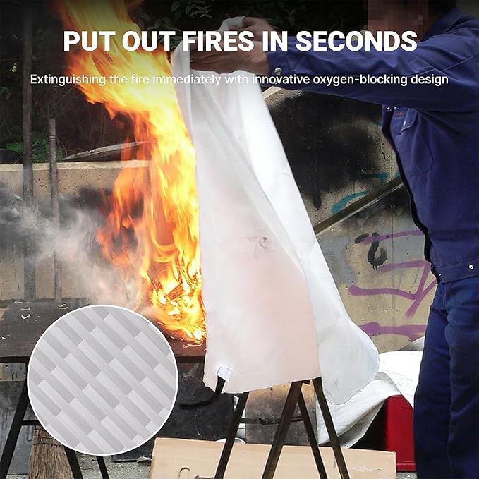 2024 Emergency Fire Blanket, 2 Pack Fire Extinguisher Blanket, Fire Suppression Blanket, Flame Retardant Blanket Fire Safety Blanket for Home, Kitchen, School, Grill, Car, Office, Warehouse(40” x 40”)