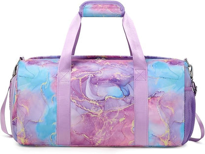 Dance Bag for Girls Gym Bag Sports Duffle Bag with Shoes Compartment Wet Pocket Weekender Overnight Bag for Girls Women Teens Travel Duffle Bag Water Resistant