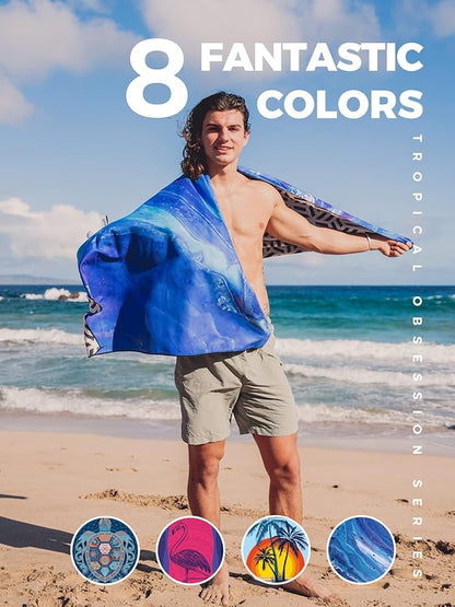 OCOOPA Microfiber Beach Towel Fast Drying, Extra Large 71" x 32" Sand Free Beach Towel Super Lightweight Towels for Swimming Pool, Camping, Picnic, Yoga Gym Sports