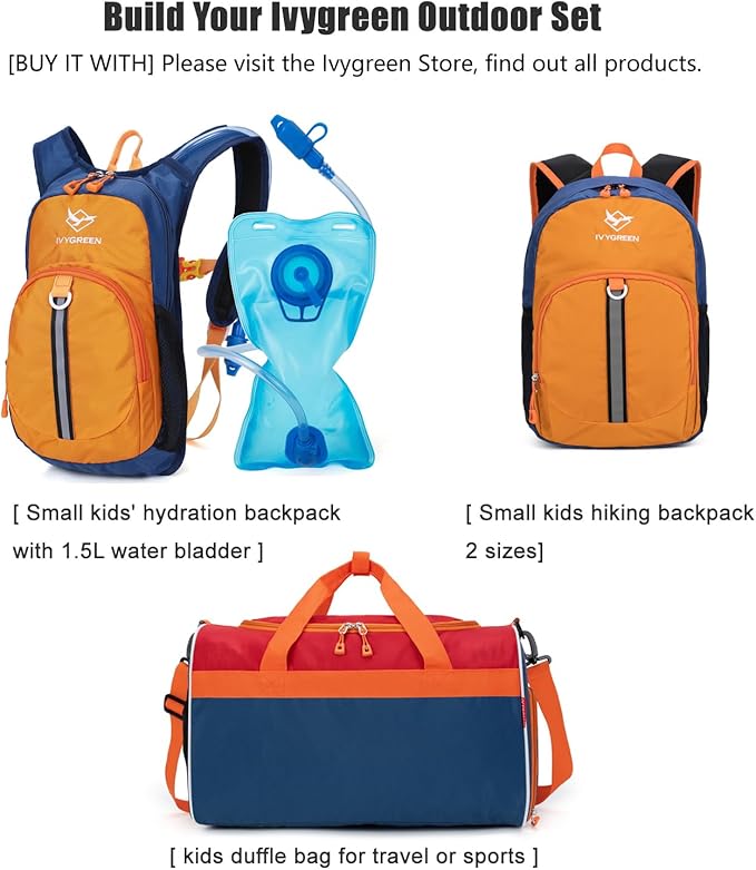 Little Kids Hiking Backpack for Boys or Girls, Small Daypack for Camping or Travel (Orange)