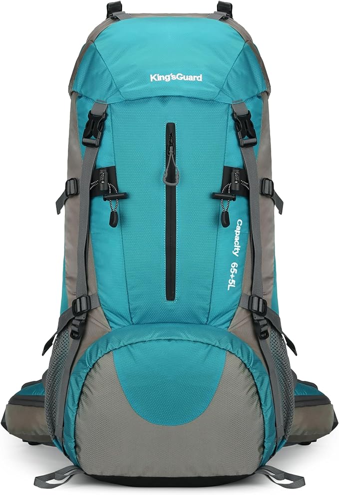 70L Camping Hiking Backpack with Rain Cover Waterproof Backpacking Backpack for Hiking Treeking Climbing Outdoor (Lack Blue)