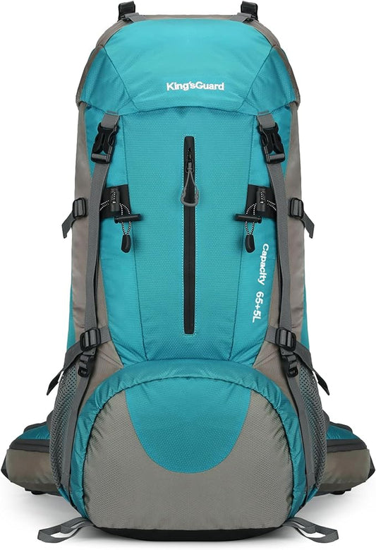 70L Camping Hiking Backpack with Rain Cover Waterproof Backpacking Backpack for Hiking Treeking Climbing Outdoor (Lack Blue)