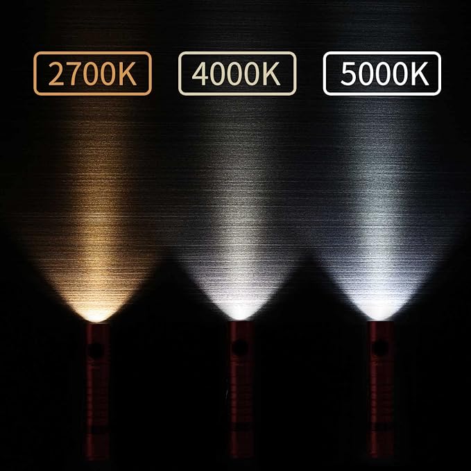 Wurkkos FC11 USB C Rechargeable Flashlights Maximum Output 1300Lumen, Compact EDC Flashlights with High 90CRI LED, IP67 Waterproof Magnetic Tail Cap Design for Dog Walking Emergency(Red-4000K)