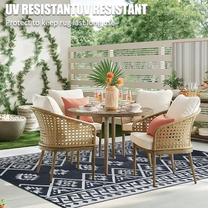 LILIOFFIC Outdoor Rug Waterproof 6x9 ft Outdoor Carpet Patio Rug Mat Reversible RV Camping Rug Plastic Straw Rug Outside Outdoor Area Rug for Patio Deck Balcony Backyard Picnic Beach