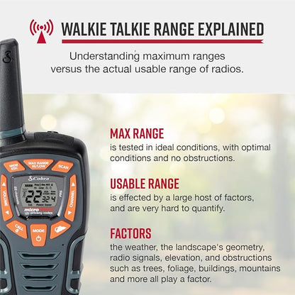 Cobra ACXT545 Walkie Talkies - Rechargeable, Long Range 28-Mile Two Way Radio Set with VOX ( 2 Pack )