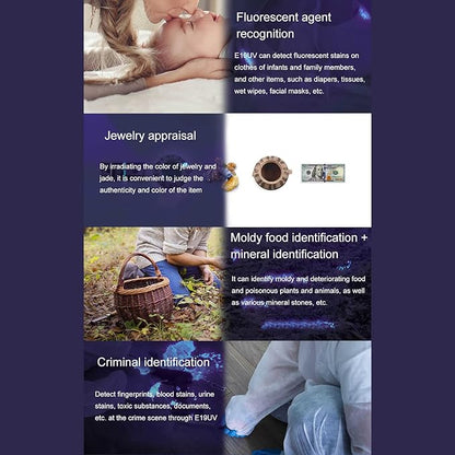 Ultraviolet Blacklight, 365nm Ultraviolet Blacklight LED Handheld UV Flashlight Black Light Penlight E19UV US Type Camping Products