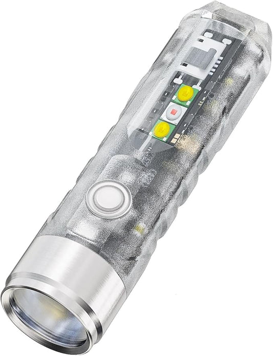 RovyVon Aurora A8 Pro Keychain Flashlight, Blacklight Flashlight, Rechargeable EDC Flashlight, IP66 Water Resistant for Camping Hiking(White/Red)