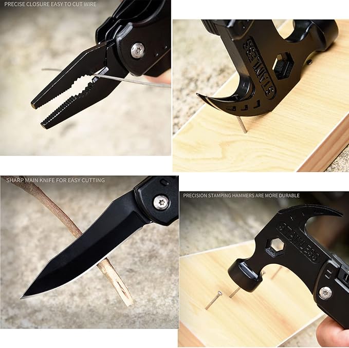 1X Survival Tools Gadgets Multitool Hammer, Father's Day Gifts Birthday Present for Men Dad Boy Grandpa, 14 in 1 DIY Survival Gadget Kit Tool Camping Backpacking Accessories