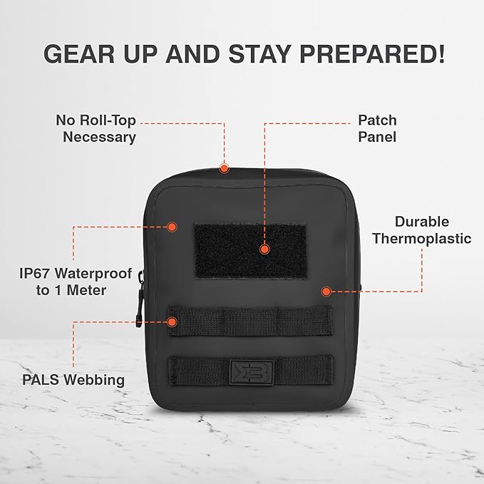 Large Waterproof Submersible Tactical MOLLE Pouch for Hiking, Boating, Tools and Gear. Durable Thermoplastic Design is Compatible with Backpacks, Tactical Belts, Waist Bags and More