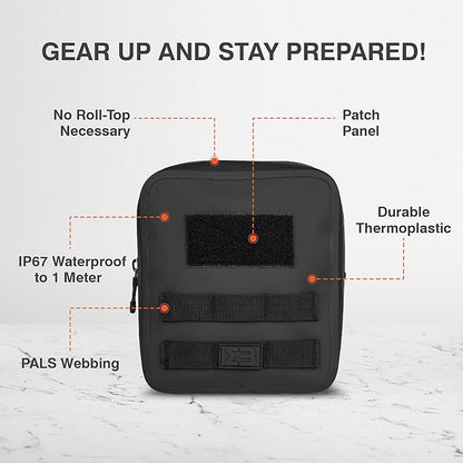 Large Waterproof Submersible Tactical MOLLE Pouch for Hiking, Boating, Tools and Gear. Durable Thermoplastic Design is Compatible with Backpacks, Tactical Belts, Waist Bags and More
