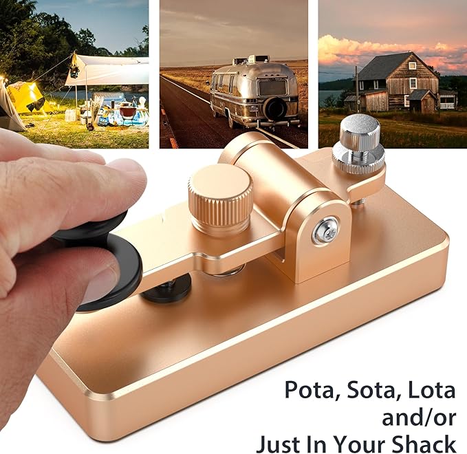 Classical Morse Mini Code Key Morse Code Paddle Key Aluminum Alloy Mini-Key Morse CW Portable Key Morse Practice Key Gold