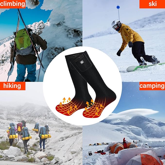Upgraded Rechargeable Electric Heated Socks,7.4V 2200mAh Battery Powered Cold Weather Heat Socks for Men Women,Outdoor Riding Camping Hiking Motorcycle Skiing Warm Winter Socks