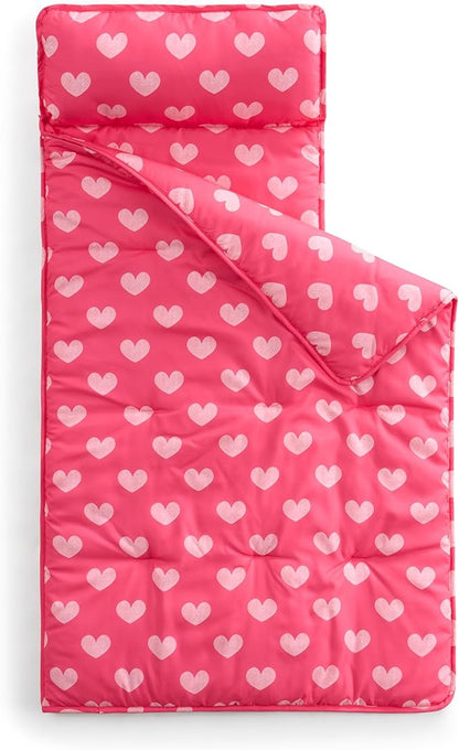 Kids Sleeping Bag Nap Mat with Pillow & Blanket – 3-in-1 Machine Washable Quilted Mat for Toddlers – Portable with Handles – 20" x 50" for Daycare, Preschool, Travel, & Sleepovers