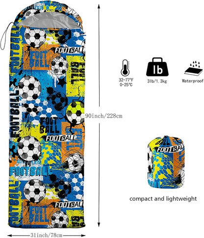 AILONEN Cartoon Fox Camping Sleeping Bag for Boys Girls Adults,Lightweight & Waterproof,3 Season Warm & Cold Weather,Portable,Kawaii Fox Printed Sleeping Bag,Traveling,Camping,Hiking