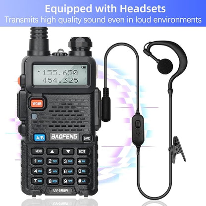 BAOFENG UV-5R 8W Ham Radio Long Range Handheld UV5R Dual Band VHF UHF Baofeng Radio with 3800mAh+1800mAh Battery,Speaker Mic and Programming Cable Walkie Talkies Full Kit
