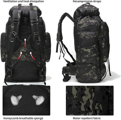 Hiking Backpack for Men 70L/100L Camping Backpack Military Rucksack Molle 3 Days Assault Pack for Climbing