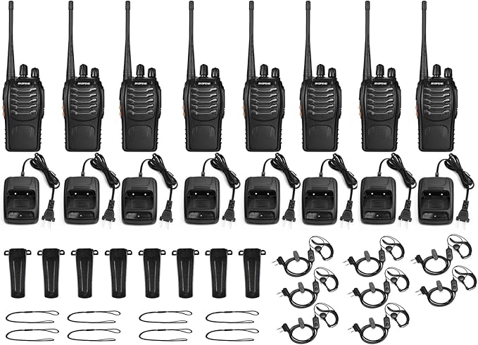 BAOFENG Walkie Talkies BF-888S Two Way Radio Long Range Rechargeable,Portable Radios,Handsfree Walkie Talkie for Adultswith Flashlight Li-ion Battery and Charger（8 Pack）