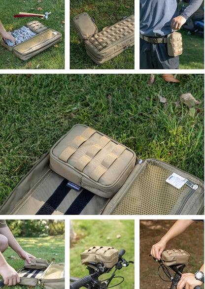 CAMPINGMOON Tactical Molle EDC Pouch L 4.9'' x W 2.4'' x H 6.7'' Camping Storage Side Pocket for Table Chair Cot Field Rack Coyote BG-15