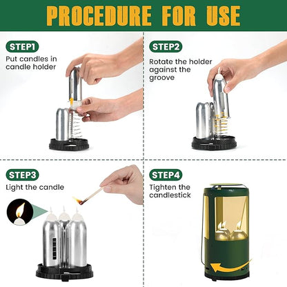 Outdoor Candle Lantern Holder for Real Candles (Candles Not Included) - Windproof Emergency Lantern with Handle, Safe for Camping, Blackouts, Decor - Survival Gear & Home Use