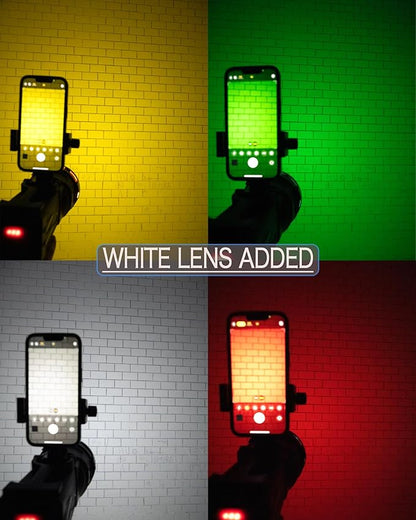 BIGSUN 4 Colors Spotlight, High Lumen Flashlight 1200,000 LED with Phone Holder, Rechargeable 14000 mAh, White/Red/Green/Yellow Filter Lens, for Photography Fill Light, Home Party,Type-C Included