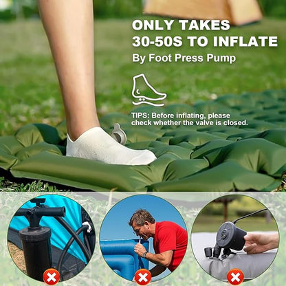 Sleeping Pad for Camping - Ultralight (1.9lbs) Inflatable Camping Mattress with Built-in Pillow & Foot Pump, 4" Thick Compact Air Pad for Backpacking, Hiking, Traveling, One-Second Deflation