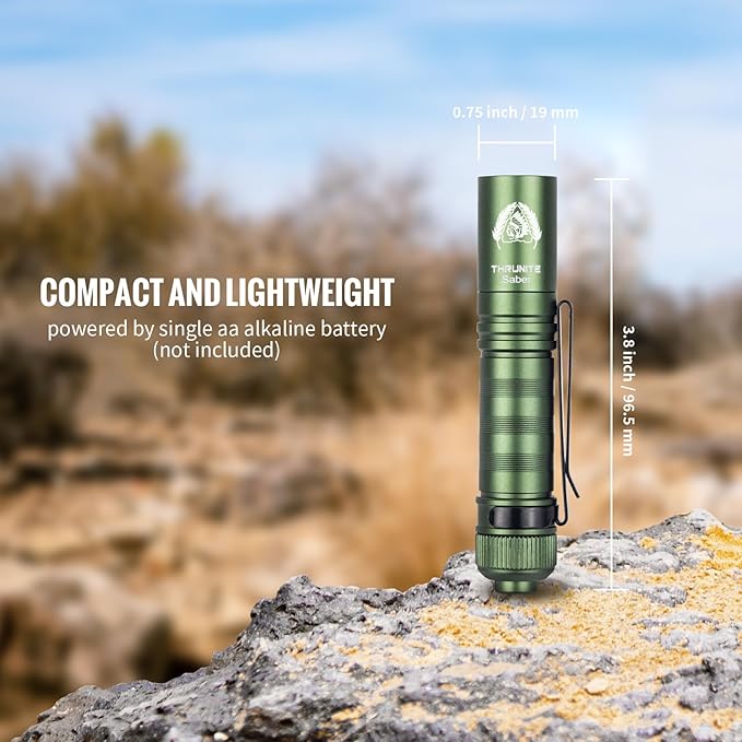 ThruNite BSS Saber 1015 Lumens AA Mini Flashlight Rechargeable, Small EDC Flashlight with Clip High Performance LED Light (Dark Green)