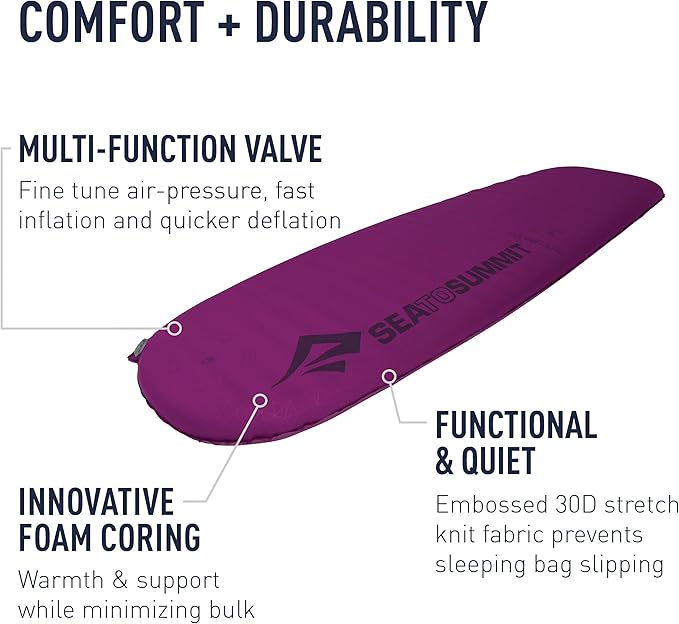 Sea to Summit Comfort Plus Self-Inflating Foam Sleeping Pad for Camping