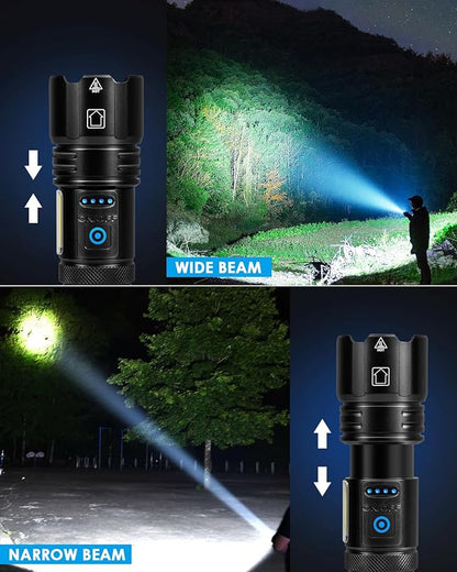 Flashlights High Lumens Rechargeable, 990000 Lumens Bright Flash Light, Powerful LED Flashlights, 15h Runtime, IPX7 Waterproof Flashlights for Home, Camping, 7 Modes