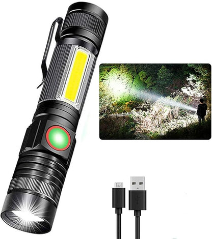 Rechargeable Tactical Flashlight, Magnetic LED Flashlight with COB Work Light, Super Bright 2000 Lumens Flash Light 4 Modes Waterproof Zoomable Flashlight for Camping Emergency
