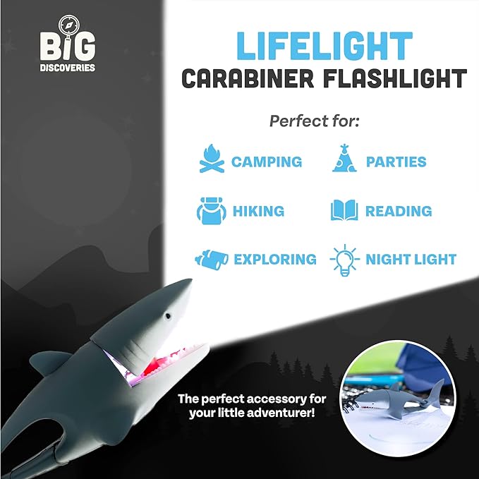 Sun Company Big Discoveries LifeLight Animal Carabiner Flashlight – Fun Mini Animal Keychain Flash Lights for Kids, Adults, Nurses