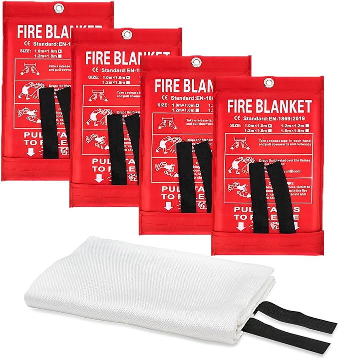 Fire Blankets Emergency for Home Kitchen Fiberglass Fire Extinguisher Blanket for School, Fireplace, Grill, Vehicle, Office, Warehouse