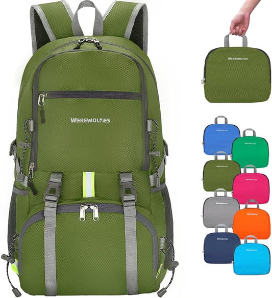 WEREWOLVES 20/35L Lightweight Hiking Backpack, Ultralight Water Resistant Packable Daypack for Women Men