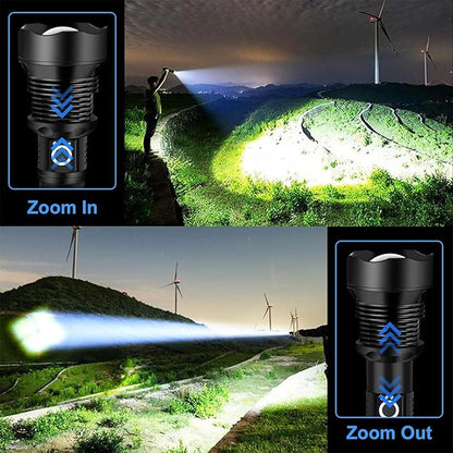 Flashlights High Lumens Rechargeable,990000 LM XHP90.2 Super Bright Flashlight with Zoomable & 5 Modes & IPX7 Waterproof for Camping