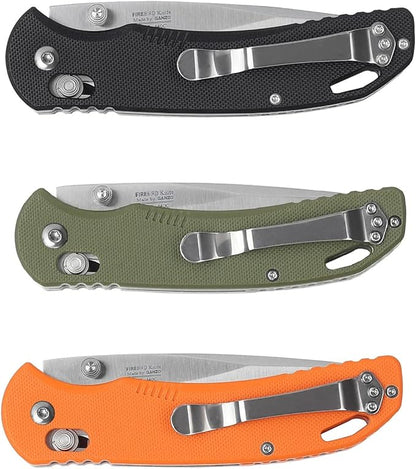 Firebird GANZO F753M1 Pocket Folding Knife G-10 Anti-Slip Handle with Clip 440C Stainless Steel Blade Camping Fishing Outdoor Folder EDC Knife (Black)