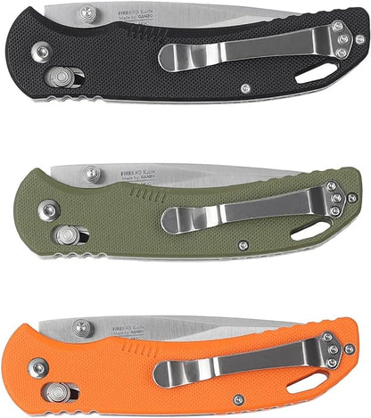 Firebird GANZO F753M1 Pocket Folding Knife Anti-Slip G-10 Handle with Clip 440C Stainless Steel Blade Camping Hunting Gear Fishing Folder Outdoor EDC Knife (Green)