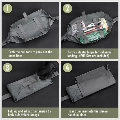 WYNEX Tactical First Aid Drop Dump Pouch, Medical Trauma Roll Up Drop Pouch EMT IFAK Sub Abdominal Carrying Bag with Hook-N-Loop for Chest Rig Vest